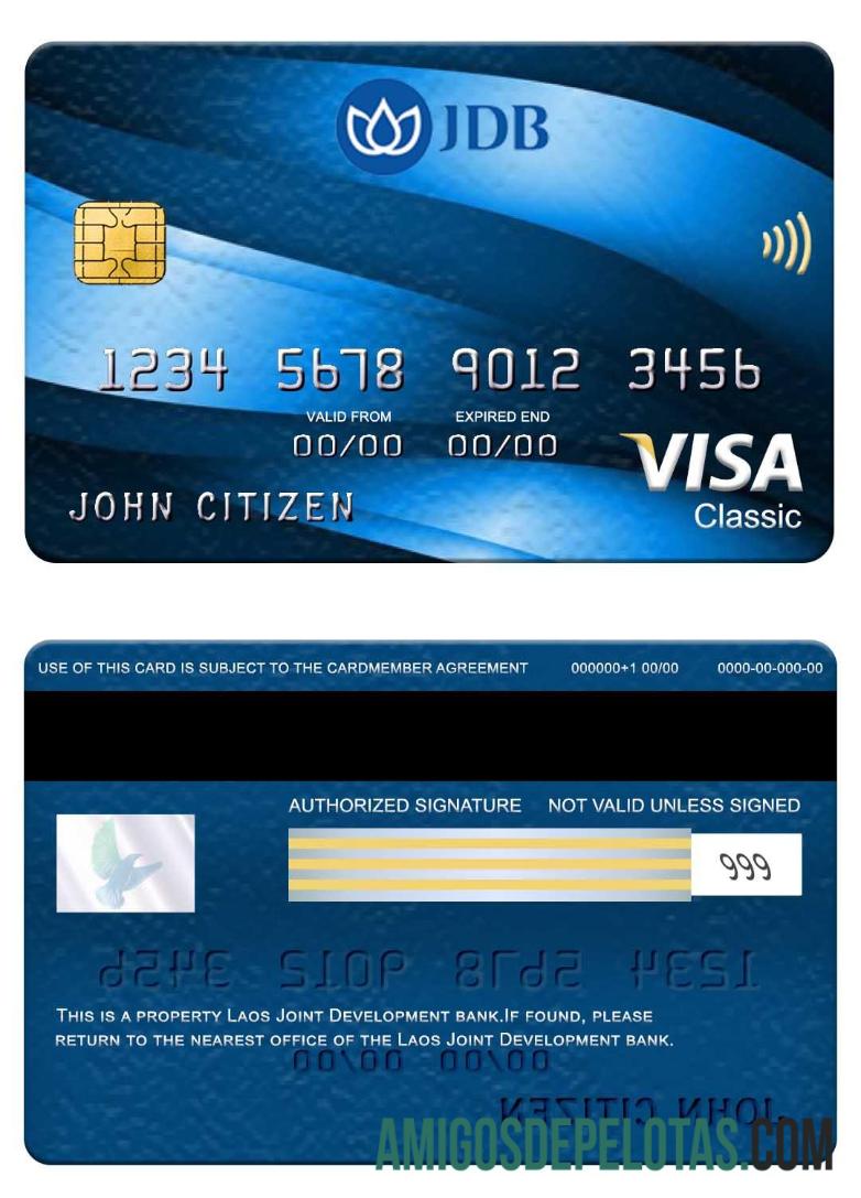 Laos Joint Development Bank Visa Classic Card template
